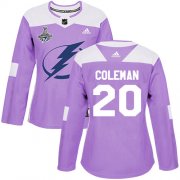Cheap Adidas Lightning #20 Blake Coleman Purple Authentic Fights Cancer Women's 2020 Stanley Cup Champions Stitched NHL Jersey