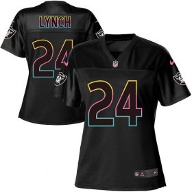 Wholesale Cheap Nike Raiders #24 Marshawn Lynch Black Women\'s NFL Fashion Game Jersey