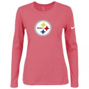 Wholesale Cheap Women's Nike Pittsburgh Steelers Of The City Long Sleeve Tri-Blend NFL T-Shirt Pink
