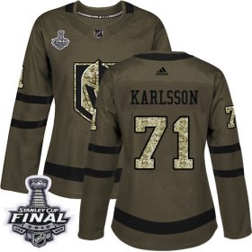 Wholesale Cheap Adidas Golden Knights #71 William Karlsson Green Salute to Service 2018 Stanley Cup Final Women\'s Stitched NHL Jersey
