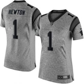 Wholesale Cheap Nike Panthers #1 Cam Newton Gray Women\'s Stitched NFL Limited Gridiron Gray Jersey