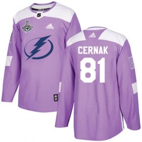 Cheap Adidas Lightning #81 Erik Cernak Purple Authentic Fights Cancer Youth 2020 Stanley Cup Champions Stitched NHL Jersey