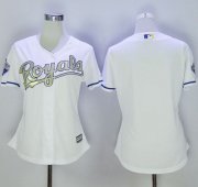 Wholesale Cheap Royals Blank White Women's 2015 World Series Champions Gold Program Cool Base Stitched MLB Jersey