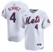 Cheap Men's New York Mets #4 Francisco Alvarez White 2024 Home Limited Stitched Baseball Jersey