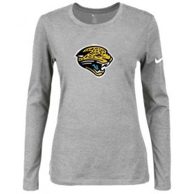 Wholesale Cheap Women\'s Nike Jacksonville Jaguars Of The City Long Sleeve Tri-Blend NFL T-Shirt Light Grey
