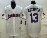 Cheap Men's Dominican Republic Baseball #13 Manny Machado 2023 White World Baseball Classic Stitched Jerseys