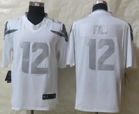 Wholesale Cheap Nike Seahawks #12 Fan White Men\'s Stitched NFL Limited Platinum Jersey