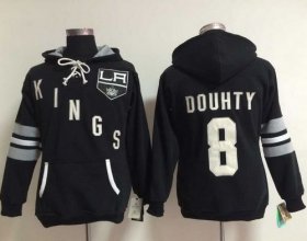 Wholesale Cheap Los Angeles Kings #8 Drew Doughty Black Women\'s Old Time Heidi NHL Hoodie