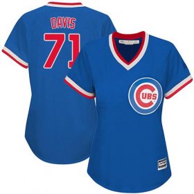 Wholesale Cheap Cubs #71 Wade Davis Blue Cooperstown Women\'s Stitched MLB Jersey