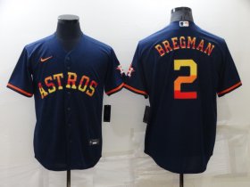 Wholesale Cheap Men\'s Houston Astros #2 Alex Bregman Navy Blue Rainbow Stitched MLB Cool Base Nike Jersey