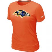 Wholesale Cheap Women's Nike Baltimore Ravens Logo NFL T-Shirt Orange