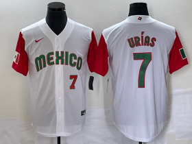 Wholesale Cheap Men\'s Mexico Baseball #7 Julio Urias Number 2023 White Red World Classic Stitched Jersey 51