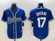 Cheap Men's Los Angeles Dodgers #17 Shohei Ohtani Blue Cool Base With Patch Stitched Baseball Jersey
