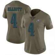 Wholesale Cheap Nike Eagles #4 Jake Elliott Olive Women's Stitched NFL Limited 2017 Salute to Service Jersey