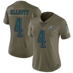 Wholesale Cheap Nike Eagles #4 Jake Elliott Olive Women\'s Stitched NFL Limited 2017 Salute to Service Jersey