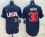 Cheap Men's USA Baseball #30 Kyle Tucker Number 2023 Navy World Baseball Classic Stitched Jersey