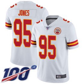 Wholesale Cheap Nike Chiefs #95 Chris Jones White Men\'s Stitched NFL 100th Season Vapor Limited Jersey
