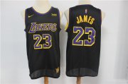 Wholesale Cheap Men's Los Angeles Lakers #23 LeBron James Black Nike Swingman 2021 Earned Edition Stitched Jersey With NEW Sponsor Logo