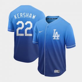 Wholesale Cheap Nike Dodgers #22 Clayton Kershaw Royal Fade Authentic Stitched MLB Jersey