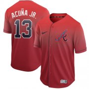 Wholesale Cheap Nike Braves #13 Ronald Acuna Jr. Red Fade Authentic Stitched MLB Jersey