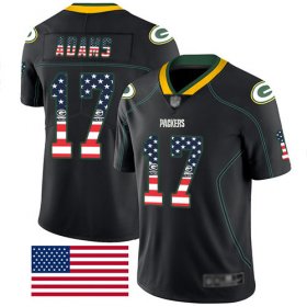 Wholesale Cheap Nike Packers #17 Davante Adams Black Men\'s Stitched NFL Limited Rush USA Flag Jersey