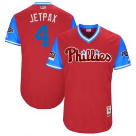 Wholesale Cheap Phillies #4 Scott Kingery Red \"Jetpax\" Players Weekend Authentic Stitched MLB Jersey