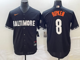 Wholesale Cheap Men\'s Baltimore Orioles #8 Cal Ripken Jr Black 2023 City Connect Cool Base Stitched Jersey