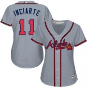 Wholesale Cheap Braves #11 Ender Inciarte Grey Road Women's Stitched MLB Jersey