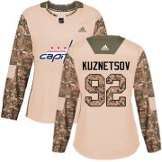 Wholesale Cheap Adidas Capitals #92 Evgeny Kuznetsov Camo Authentic 2017 Veterans Day Women's Stitched NHL Jersey