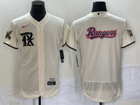 Wholesale Cheap Men\'s Texas Rangers Cream Team Big Logo 2023 City Connect Flex Base Stitched Baseball Jersey