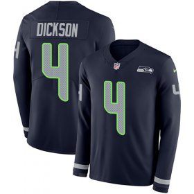 Wholesale Cheap Nike Seahawks #4 Michael Dickson Steel Blue Team Color Men\'s Stitched NFL Limited Therma Long Sleeve Jersey
