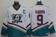 Wholesale Cheap Ducks #9 Paul Kariya White CCM Throwback Stitched NHL Jersey