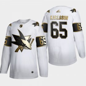 Wholesale Cheap San Jose Sharks #65 Erik Karlsson Men\'s Adidas White Golden Edition Limited Stitched NHL Jersey