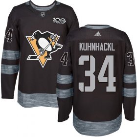 Wholesale Cheap Adidas Penguins #34 Tom Kuhnhackl Black 1917-2017 100th Anniversary Stitched NHL Jersey