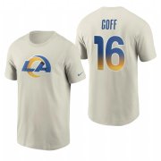 Wholesale Cheap Los Angeles Rams #16 Jared Goff Men's Cream 2020 Primary Logo NFL T-Shirt