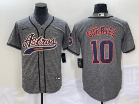 Wholesale Cheap Men\'s Houston Astros #10 Yuli Gurriel Grey Gridiron Cool Base Stitched Baseball Jersey1