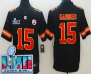 Cheap Men's Kansas City Chiefs #15 Patrick Mahomes Limited Black Super Bowl LVII Vapor Jersey