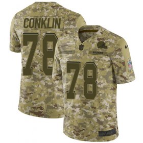 Wholesale Cheap Nike Browns #78 Jack Conklin Camo Men\'s Stitched NFL Limited 2018 Salute To Service Jersey
