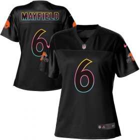 Wholesale Cheap Nike Browns #6 Baker Mayfield Black Women\'s NFL Fashion Game Jersey
