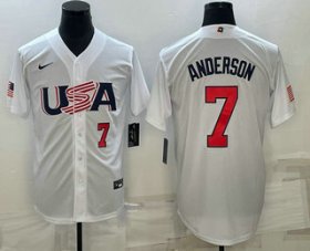 Cheap Men\'s USA Baseball #7 Tim Anderson Number 2023 White World Baseball Classic Stitched Jersey