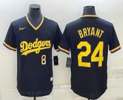 Cheap Men's Los Angeles Dodgers #8 #24 Kobe Bryant Number Black Stitched Pullover Throwback Nike Jerseys