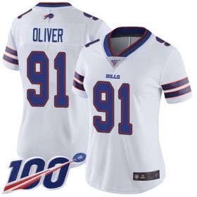 Wholesale Cheap Nike Bills #91 Ed Oliver White Women\'s Stitched NFL 100th Season Vapor Limited Jersey
