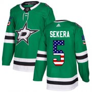 Wholesale Cheap Adidas Stars #5 Andrej Sekera Green Home Authentic USA Flag Stitched NHL Jersey