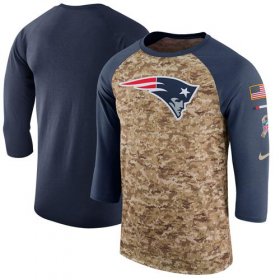 Wholesale Cheap Men\'s New England Patriots Nike Camo Navy Salute to Service Sideline Legend Performance Three-Quarter Sleeve T-Shirt