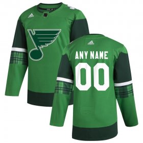 Wholesale Cheap St. Louis Blues Men\'s Adidas 2020 St. Patrick\'s Day Custom Stitched NHL Jersey Green