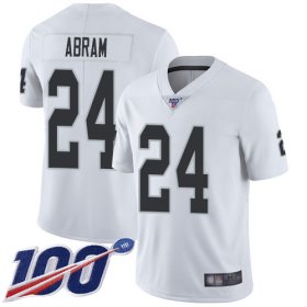 Wholesale Cheap Nike Raiders #24 Johnathan Abram White Men\'s Stitched NFL 100th Season Vapor Limited Jersey