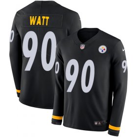 Wholesale Cheap Nike Steelers #90 T. J. Watt Black Team Color Men\'s Stitched NFL Limited Therma Long Sleeve Jersey