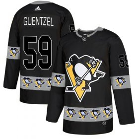 Wholesale Cheap Adidas Penguins #59 Jake Guentzel Black Authentic Team Logo Fashion Stitched NHL Jersey