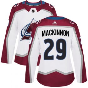 Wholesale Cheap Adidas Avalanche #29 Nathan MacKinnon White Road Authentic Women\'s Stitched NHL Jersey