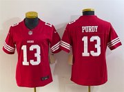 Cheap Women's San Francisco 49ers #13 Brock Purdy Red 2023 F.U.S.E. Vapor Untouchable Football Stitched Jersey(Run Small)